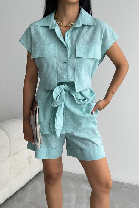 SET KEMISHE+PANTALLONA TE SHKURTA PER FEMRA NE NGJYRE MENTE - 3