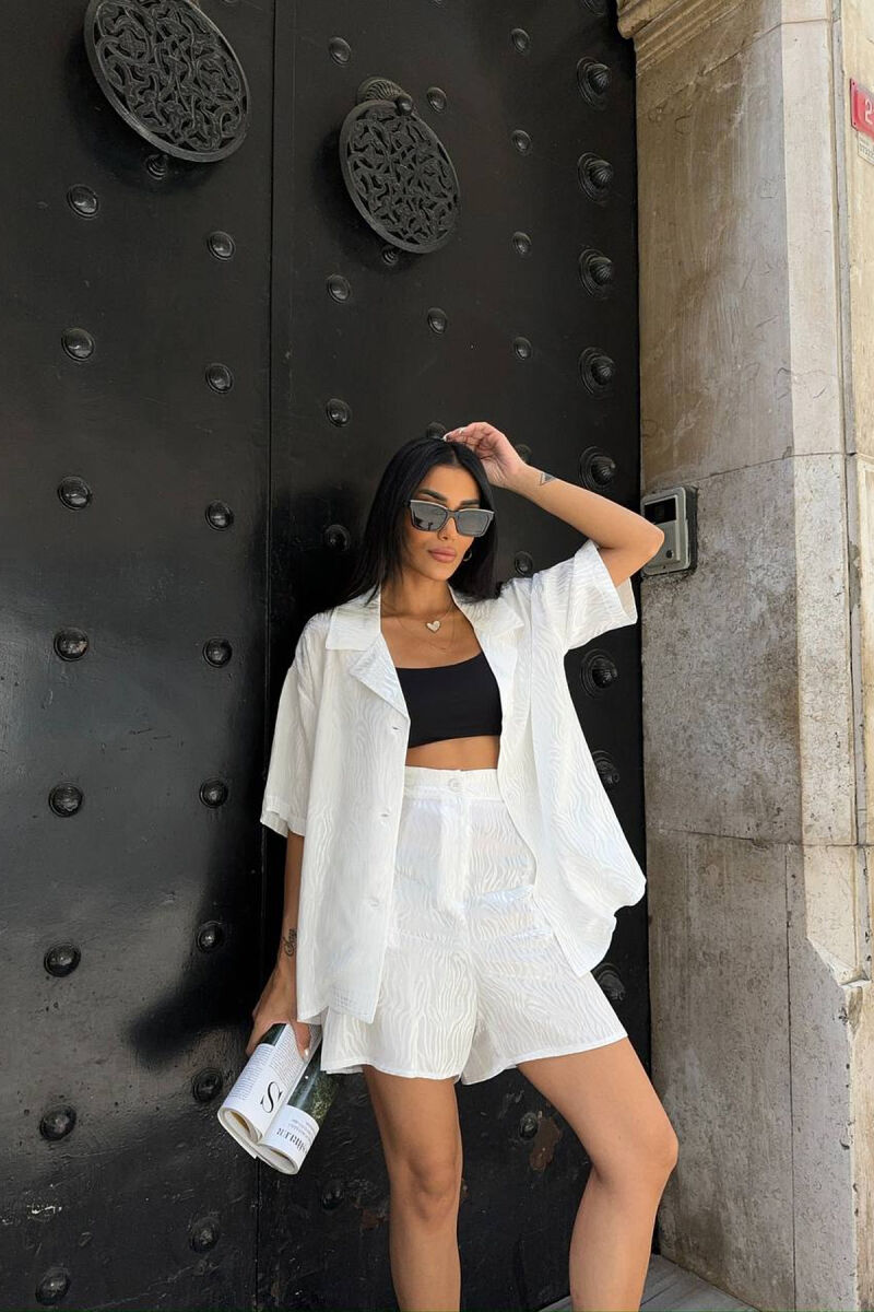 SET KEMISHE+PANTALLONA TE SHKURTA PER FEMRA NE NGJYRE TE BARDHE - 1