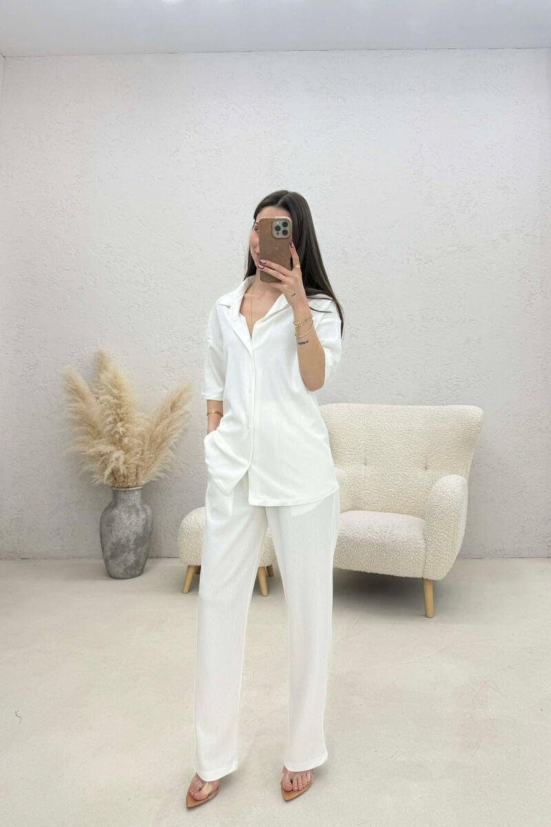 SET KEMISHE+PANTALLONA PER FEMRA NE NGJYRE TE BARDHE - 2