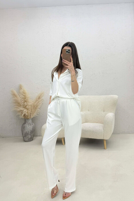 SET KEMISHE+PANTALLONA PER FEMRA NE NGJYRE TE BARDHE - 5