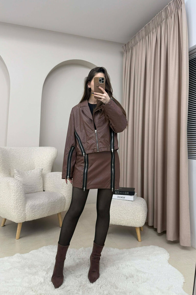 SET LEKURE XHAKETE ME DETAJE ZINXHIRASH + FUND PER FEMRA NE NGJYRE KAFE - 2