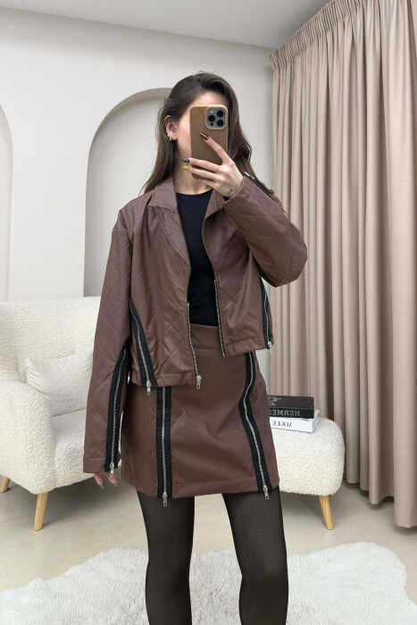 SET LEKURE XHAKETE ME DETAJE ZINXHIRASH + FUND PER FEMRA NE NGJYRE KAFE - 3