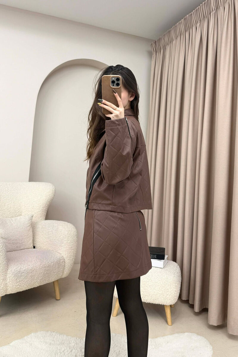 SET LEKURE XHAKETE ME DETAJE ZINXHIRASH + FUND PER FEMRA NE NGJYRE KAFE - 5