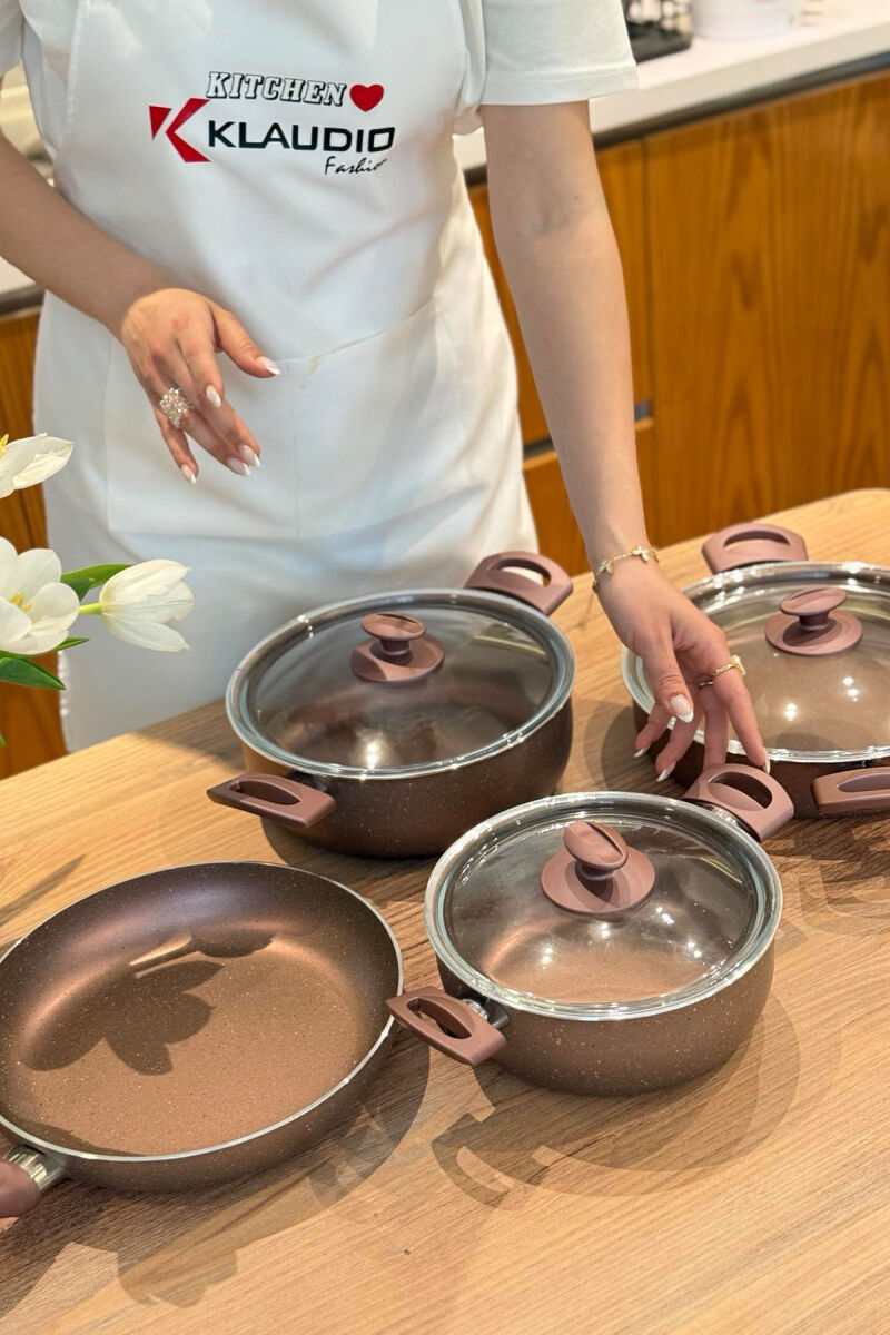 SET ME 7 PJESË TENXHERE+TIGAN NË NGJYRËN LEJLA - 2