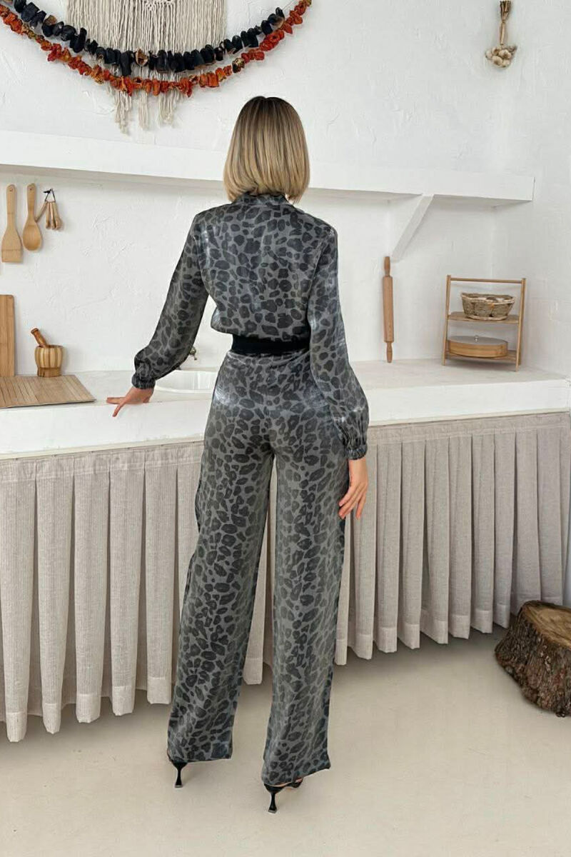 SET ME DIZAJN LEOPARDI XHAKETE+PANTALLONA PER FEMRA NE NGJYRE GRI TE ERRET - 2