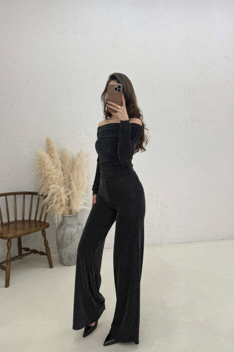 SET ME MATERIAL TE NDRITSHEM BLUZE + PANTALLONA PER FEMRA NE NGJYRE TE ZEZE - 2