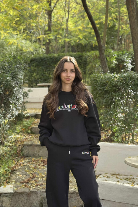 SET ME PUSH BLUZË+TUTA ME SHKRIME PËR FEMRA NË NGJYRË TË ZEZË - 2