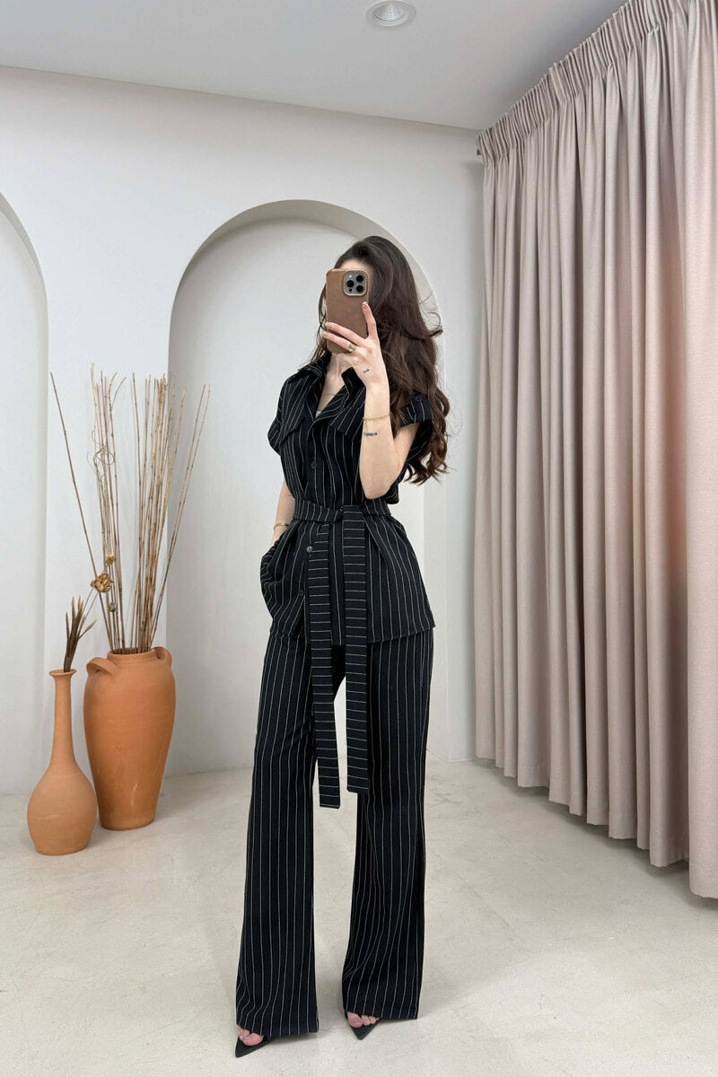 SET ME VIJA BLUZE ME MENGE TE SHKURTRA + PANTALLONA PER FEMRA NE NGJYRE TE ZEZE - 2