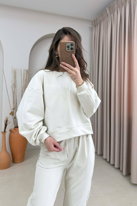 SET NJE NGJYRESH BLUZE E THJESHTE + TUTA PER FEMRA NE NGJYRE KREM - 2