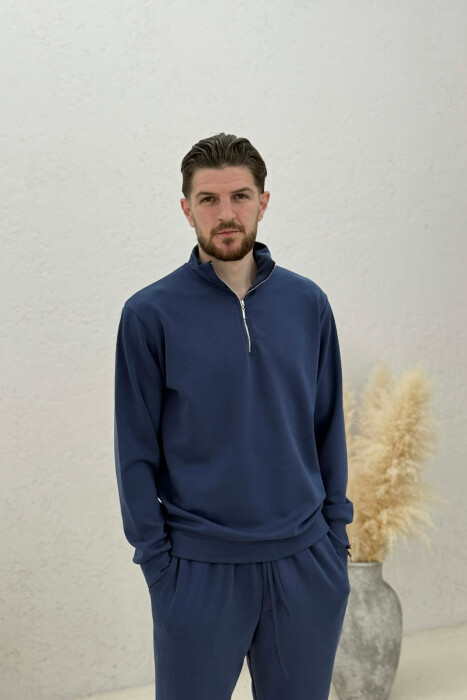 SET NJE NGJYRESH BLUZE ME ZINXHIR + TUTA PER MESHKUJ NE NGJYRE BLU - 2