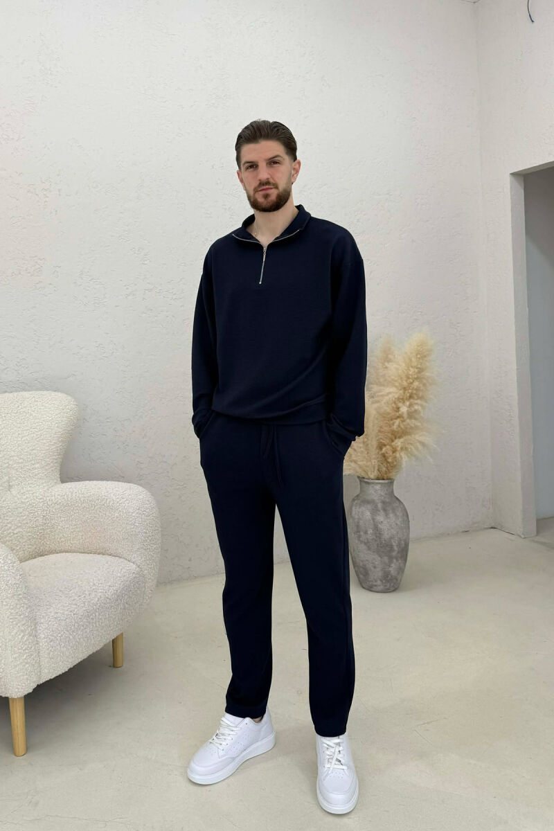 SET NJE NGJYRESH BLUZE ME ZINXHIR + TUTA PER MESHKUJ NE NGJYRE BLU TE ERRET - 1