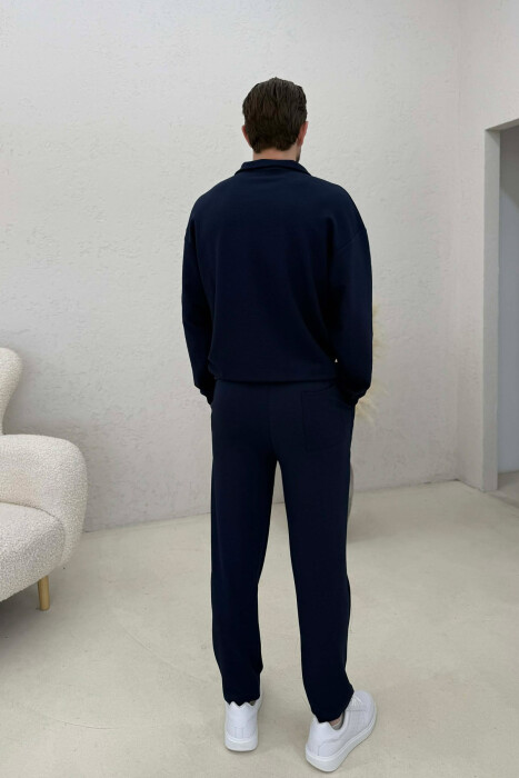 SET NJE NGJYRESH BLUZE ME ZINXHIR + TUTA PER MESHKUJ NE NGJYRE BLU TE ERRET - 4