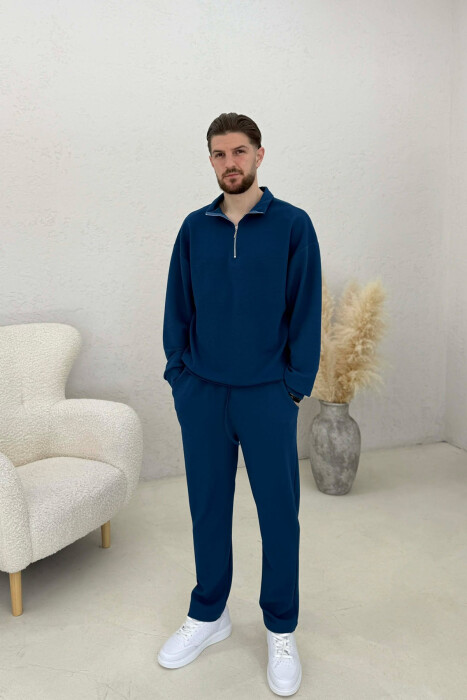 SET NJE NGJYRESH BLUZE ME ZINXHIR + TUTA PER MESHKUJ NE NGJYRE BLU - 1