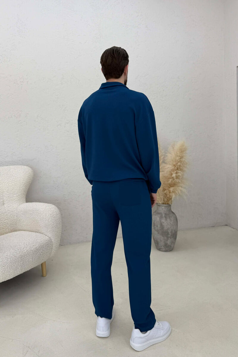 SET NJE NGJYRESH BLUZE ME ZINXHIR + TUTA PER MESHKUJ NE NGJYRE BLU - 4