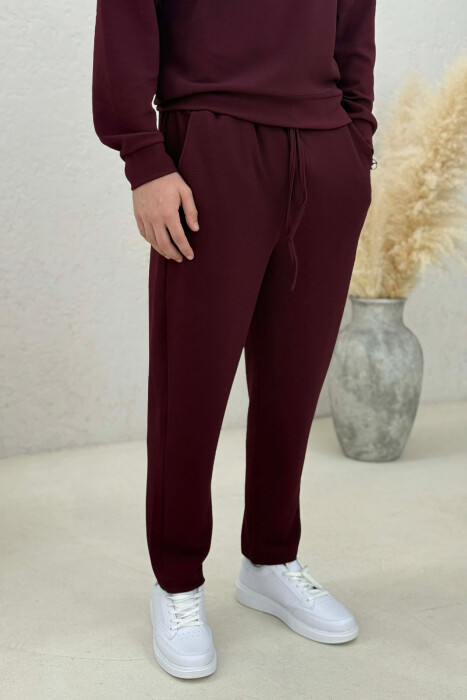 SET NJE NGJYRESH BLUZE ME ZINXHIR + TUTA PER MESHKUJ NE NGJYRE VISHNJE - 5