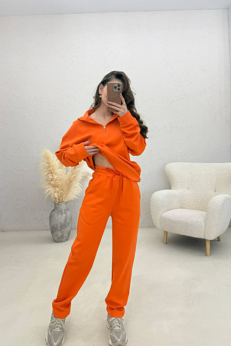 SET NJE NGJYRESH BLUZE ME ZINXHIR + TUTA PER FEMRA NE NGJYRE PORTOKALLI - 5