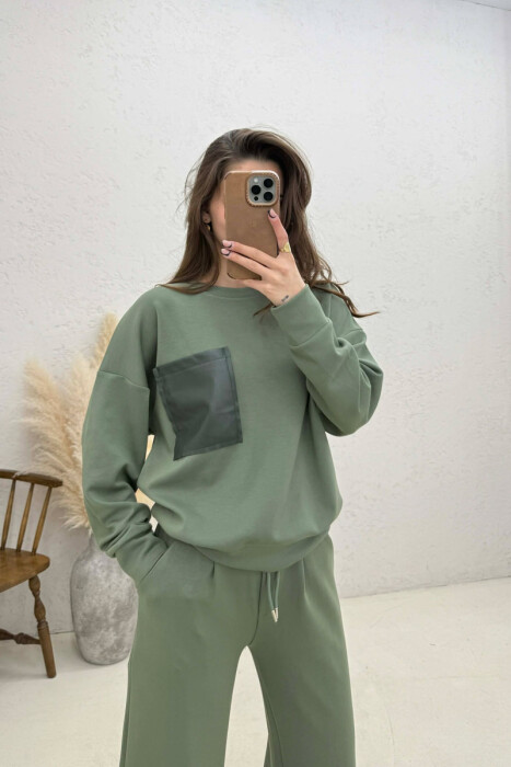 SET NJE NGJYRESH BLUZE + TUTA PER FEMRA NE NGJYRE JESHILE - 3