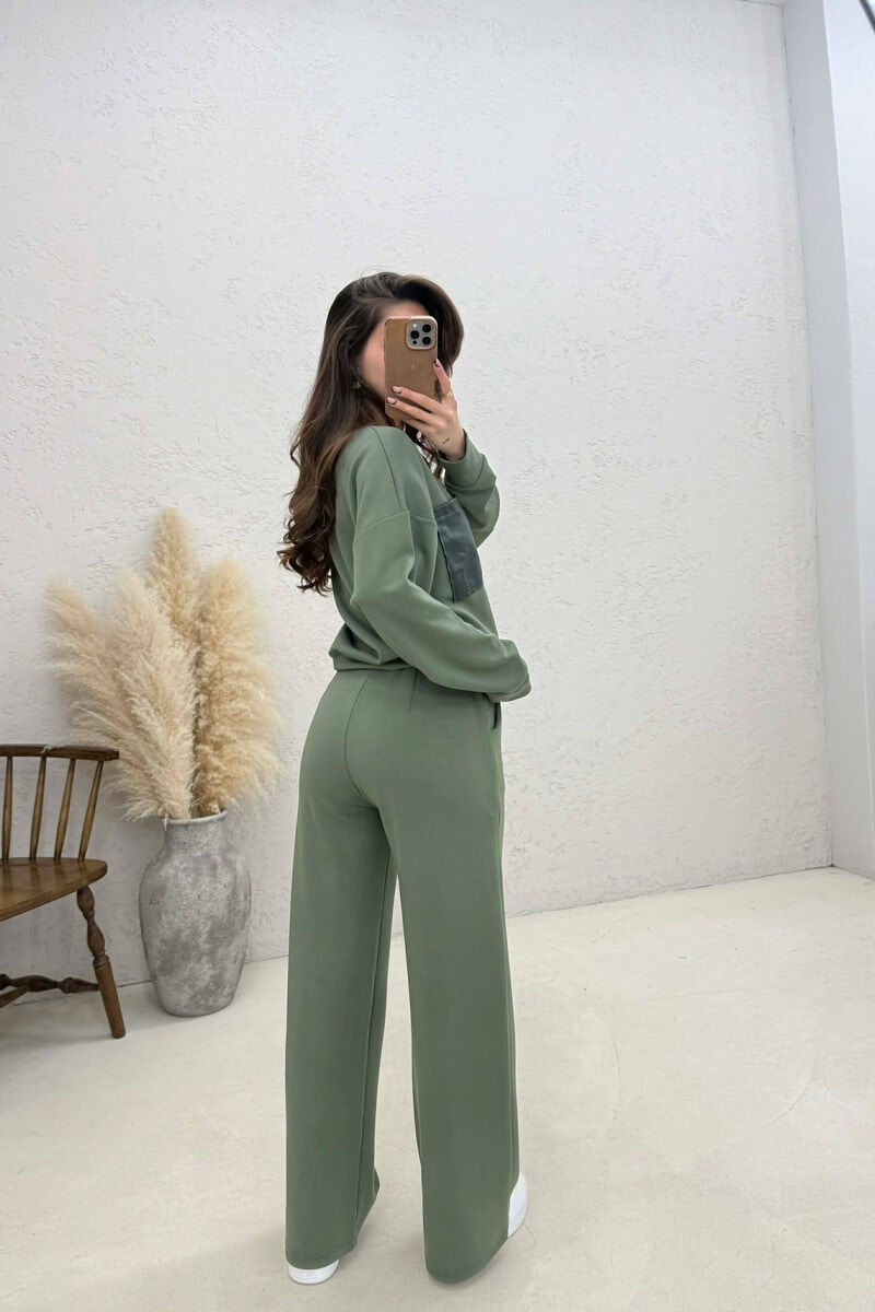 SET NJE NGJYRESH BLUZE + TUTA PER FEMRA NE NGJYRE JESHILE - 4