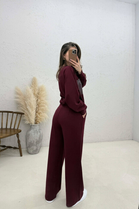 SET NJE NGJYRESH BLUZE + TUTA PER FEMRA NE NGJYRE VISHNJE - 3