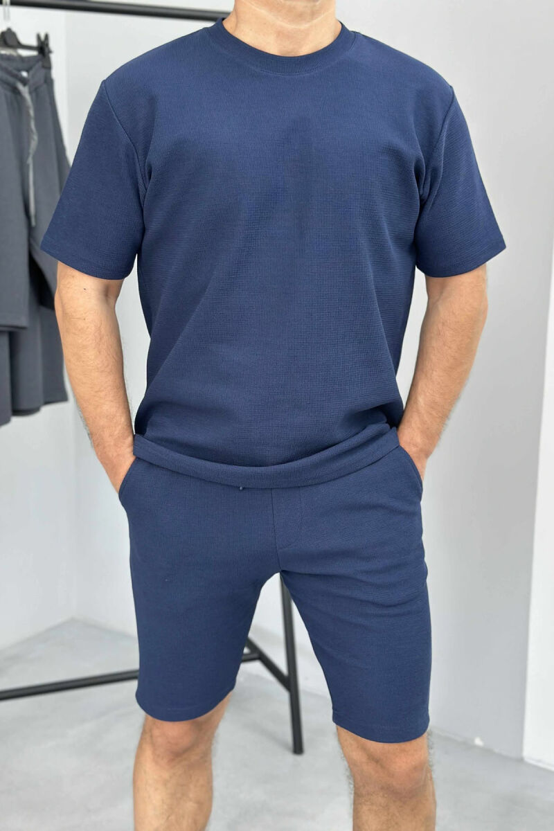 SET NJE NGJYRËSH BLUZË+PANTALLONA TË SHKURTRA PËR MESHKUJ NË NGJYRËN E BLU - 3