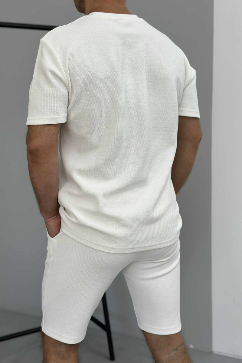 SET NJE NGJYRËSH BLUZË+PANTALLONA TË SHKURTRA PËR MESHKUJ NË NGJYRËN E BARDHE - 3