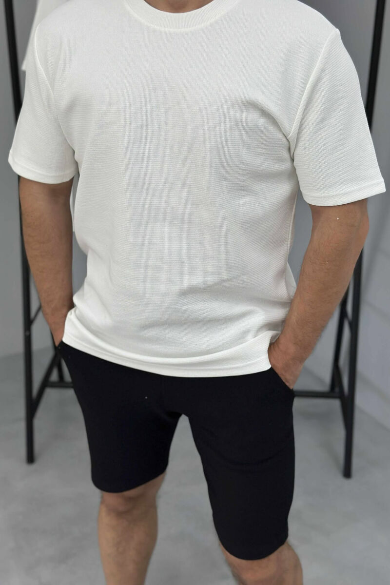 SET NJE NGJYRËSH BLUZË+PANTALLONA TË SHKURTRA PËR MESHKUJ NË NGJYRËN E ZEZË+E BARDHË - 2