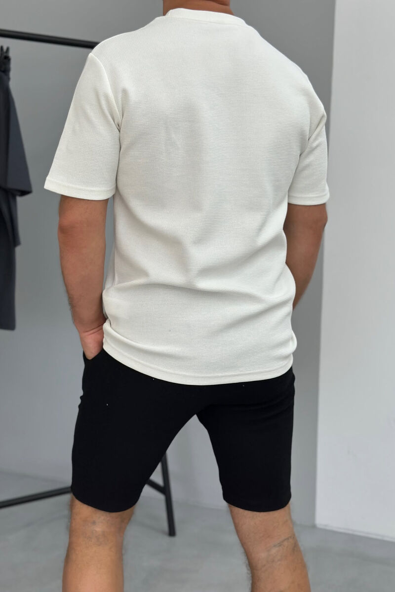 SET NJE NGJYRËSH BLUZË+PANTALLONA TË SHKURTRA PËR MESHKUJ NË NGJYRËN E ZEZË+E BARDHË - 3