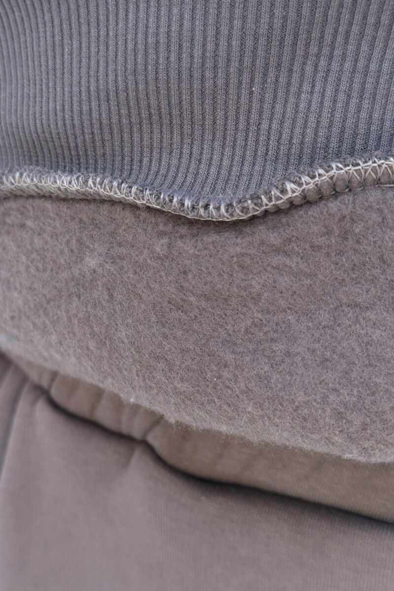 SET NJË NGJYRËSH HOODIE ME SHKRIM PARA+TUTA PËR MESHKUJ NË NGJYRË GRI TË ERRËT - 4