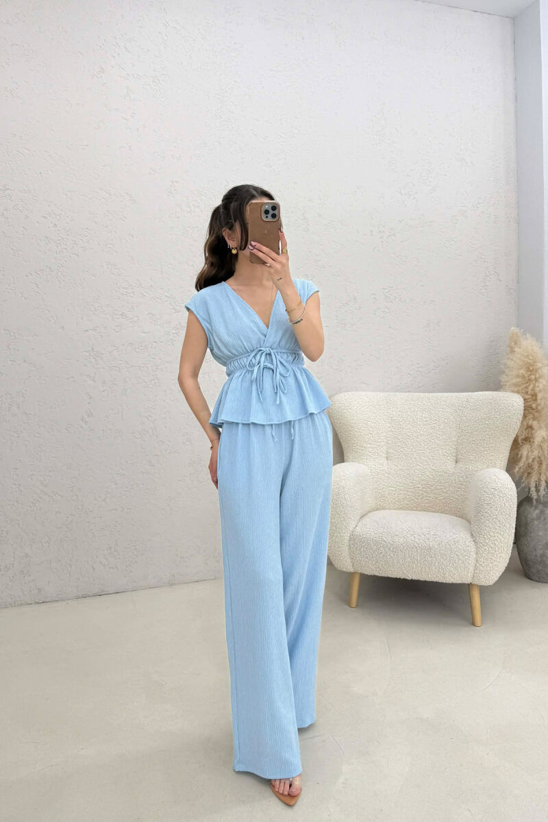 SET NJE NGJYRESH KANATJERE + PANTALLONA PER FEMRA NE NGJYRE BLU TE ZBARDHUR - 2