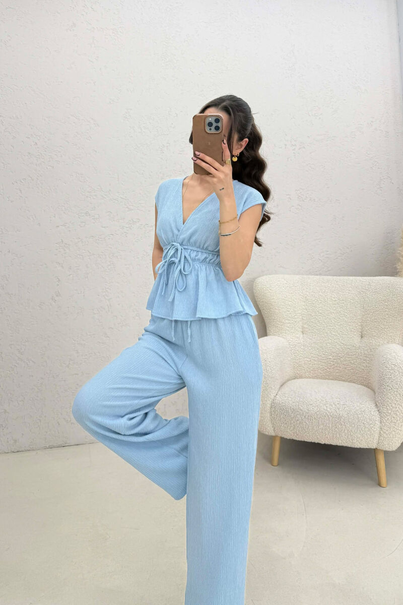 SET NJE NGJYRESH KANATJERE + PANTALLONA PER FEMRA NE NGJYRE BLU TE ZBARDHUR - 3