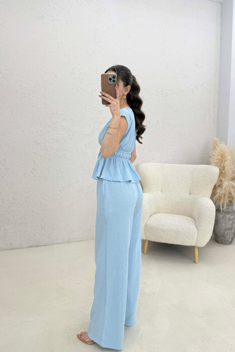 SET NJE NGJYRESH KANATJERE + PANTALLONA PER FEMRA NE NGJYRE BLU TE ZBARDHUR - 5