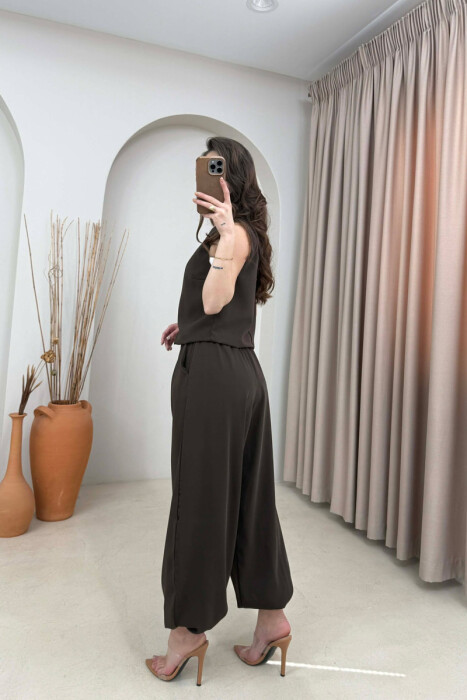 SET NJE NGJYRESH KANATJERE + PANTALLONA PER FEMRA NE NGJYRE KAFE - 4