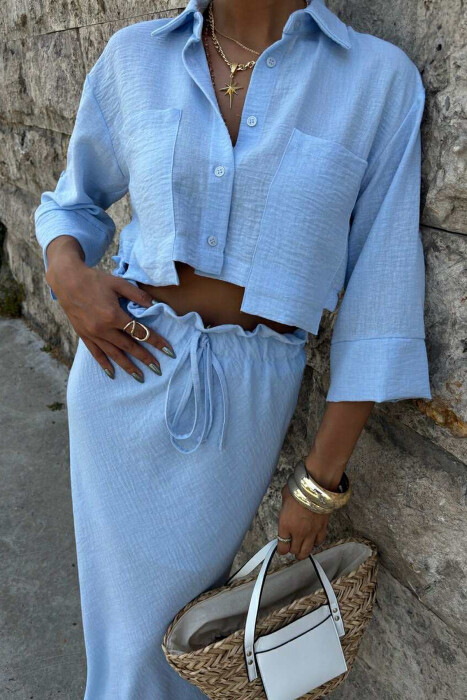 SET NJË NGJYRËSH KËMISHË+FUND PËR FEMRA NË NGJYRËN BLU E ZBARDHUR - 4