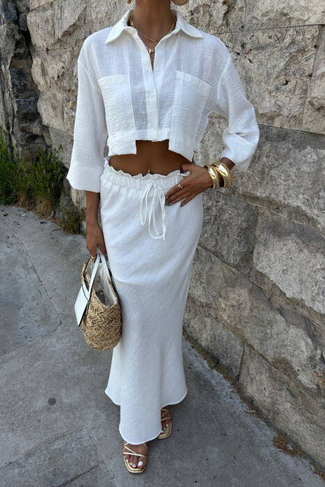 SET NJË NGJYRËSH KËMISHË+FUND PËR FEMRA NË NGJYRËN E BARDHË - 4