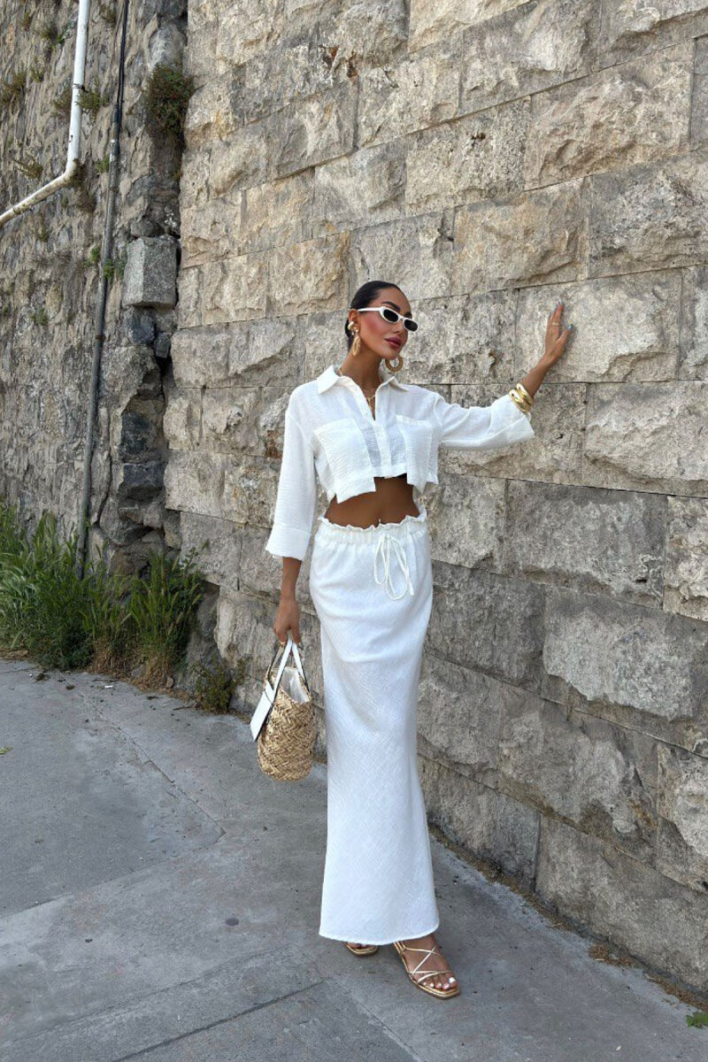 SET NJË NGJYRËSH KËMISHË+FUND PËR FEMRA NË NGJYRËN E BARDHË - 5