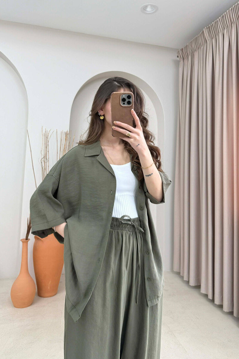 SET NJE NGJYRESH KEMISHE ME MENGE TE SHKURTRA +PANTALLONA PER FERMA NE NGJYRE JESHILE - 2