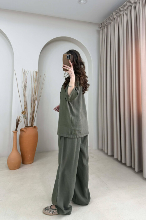 SET NJE NGJYRESH KEMISHE ME MENGE TE SHKURTRA +PANTALLONA PER FERMA NE NGJYRE JESHILE - 4