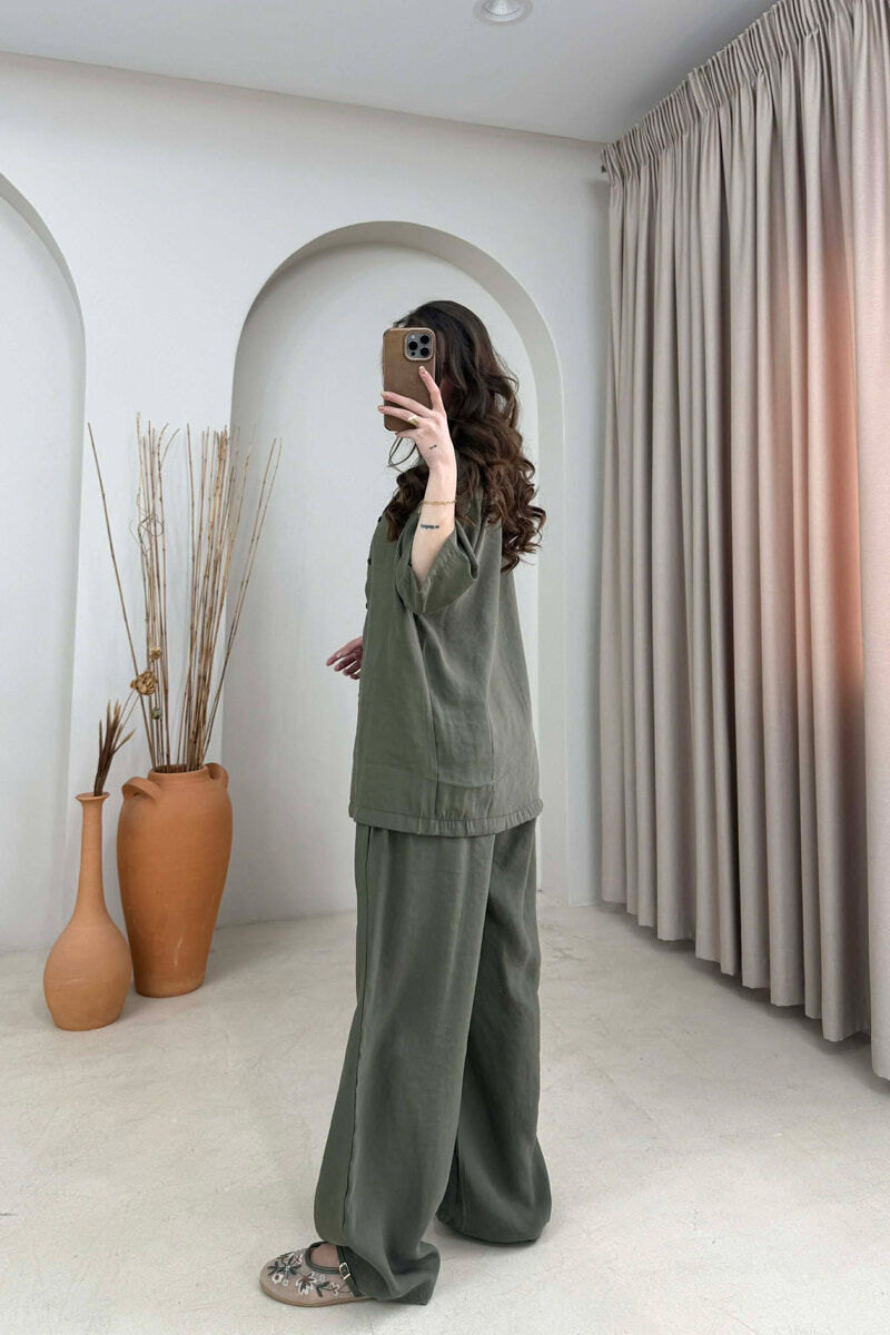 SET NJE NGJYRESH KEMISHE ME MENGE TE SHKURTRA +PANTALLONA PER FERMA NE NGJYRE JESHILE - 4