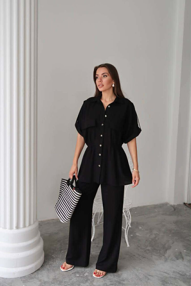 SET NJE NGJYRESH KEMISHE ME MENGE TE SHKURTRA + PANTALLONA PER FEMRA NE NGJYRE TE ZEZE - 3