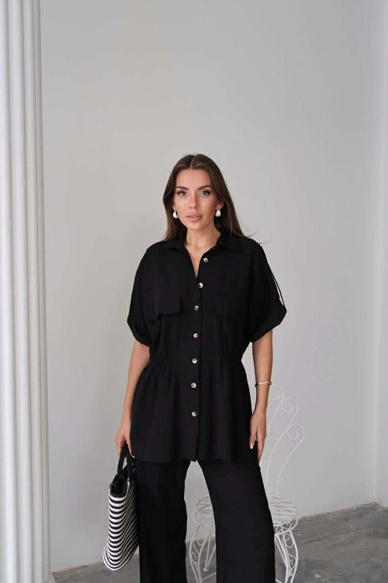 SET NJE NGJYRESH KEMISHE ME MENGE TE SHKURTRA + PANTALLONA PER FEMRA NE NGJYRE TE ZEZE - 4