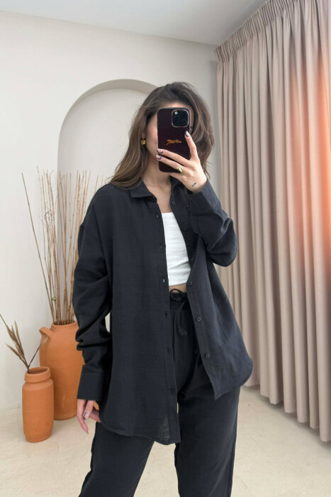 SET NJE NGJYRESH KEMISHE + PANTALLONA ME LIDHESE PER FEMRA NE NGJYRE TE ZEZE - 3