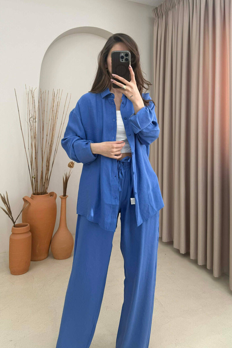 SET NJE NGJYRESH KEMISHE + PANTALLONA PER FEMRA NE NGJYRE BLU - 2