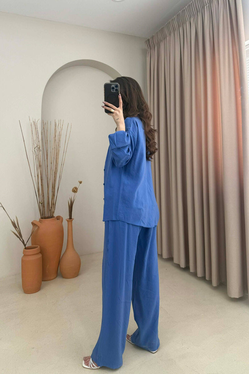 SET NJE NGJYRESH KEMISHE + PANTALLONA PER FEMRA NE NGJYRE BLU - 4