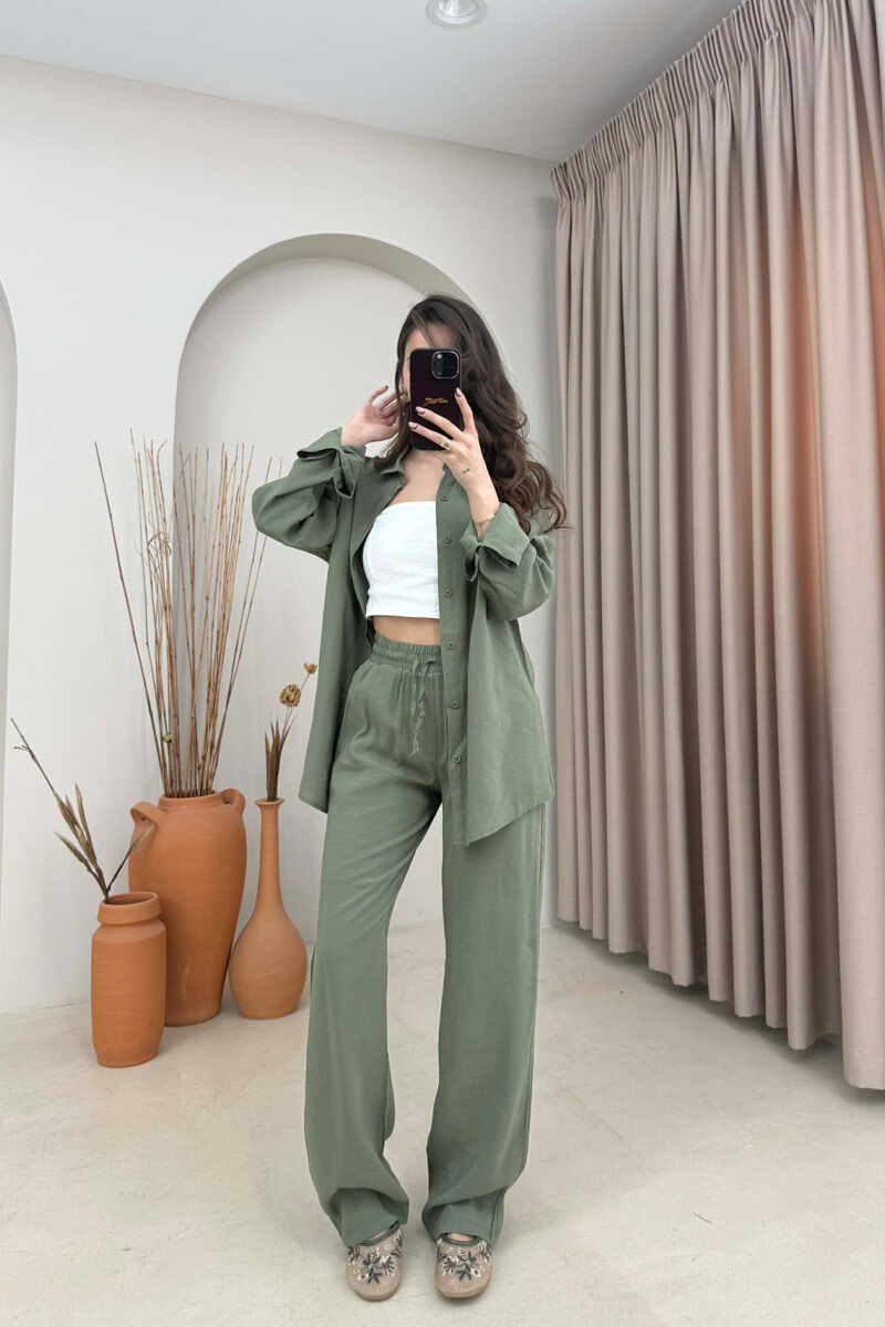 SET NJE NGJYRESH KEMISHE + PANTALLONA PER FEMRA NE NGJYRE JESHILE - 2