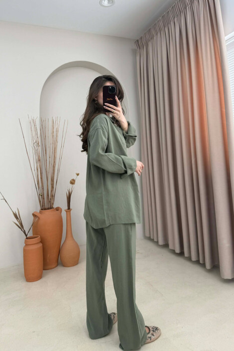 SET NJE NGJYRESH KEMISHE + PANTALLONA PER FEMRA NE NGJYRE JESHILE - 3