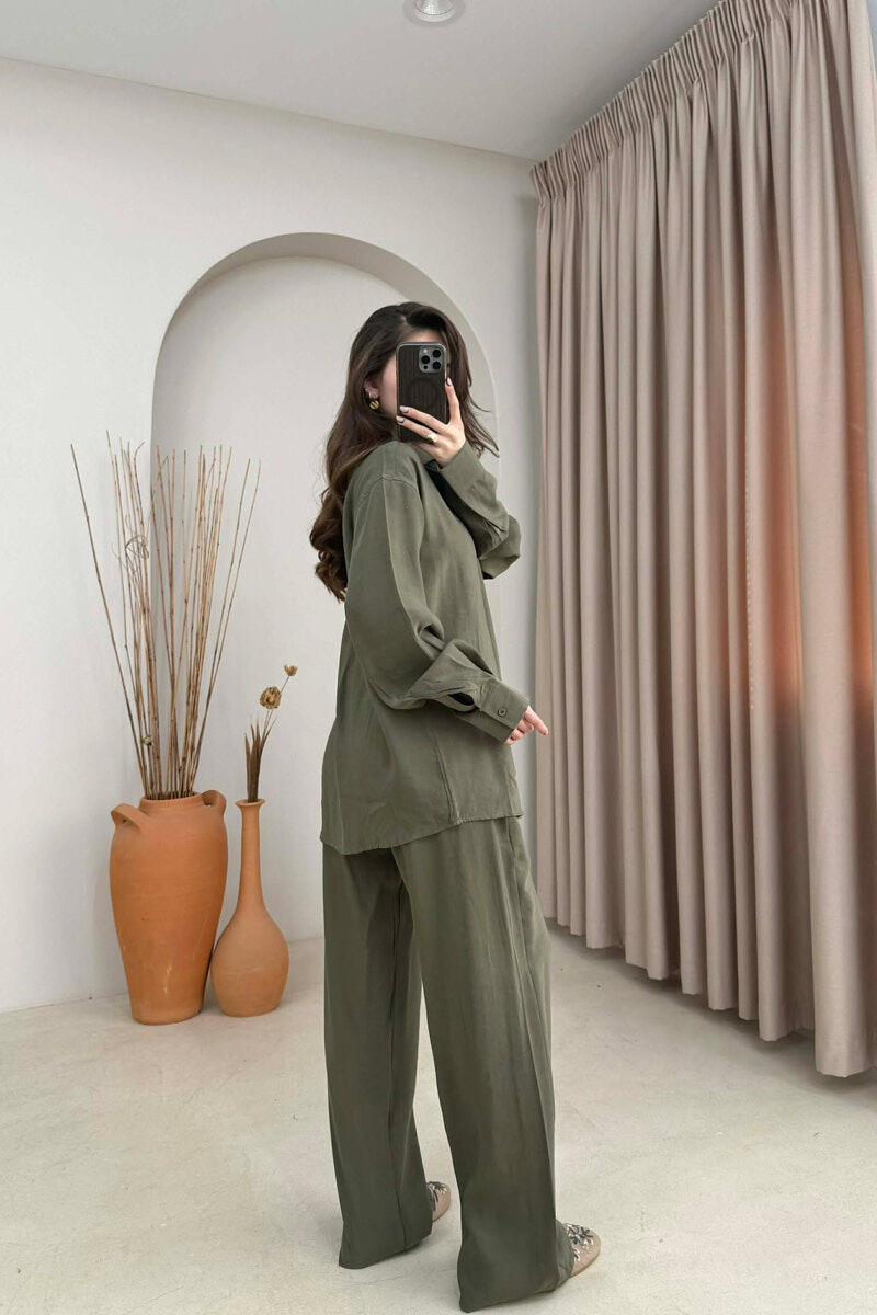 SET NJE NGJYRESH KEMISHE + PANTALLONA PER FEMRA NE NGJYRE JESHILE TE ERRET - 4