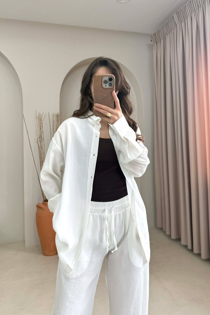 SET NJE NGJYRESH KEMISHE + PANTALLONA PER FEMRA NE NGJYRE KREM - 2