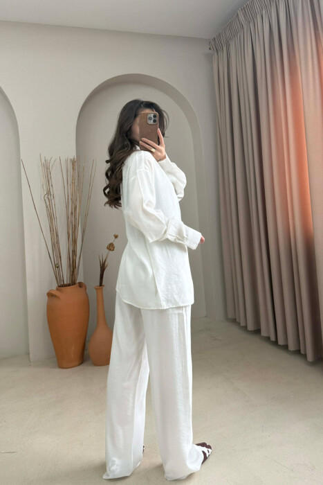 SET NJE NGJYRESH KEMISHE + PANTALLONA PER FEMRA NE NGJYRE KREM - 4