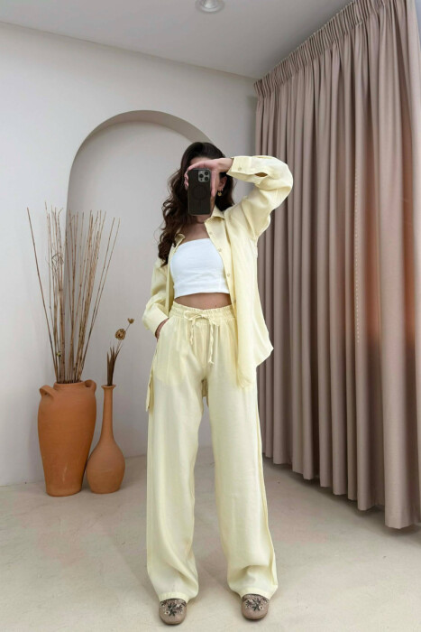 SET NJE NGJYRESH KEMISHE + PANTALLONA PER FEMRA NE NGJYRE LIMON - 2