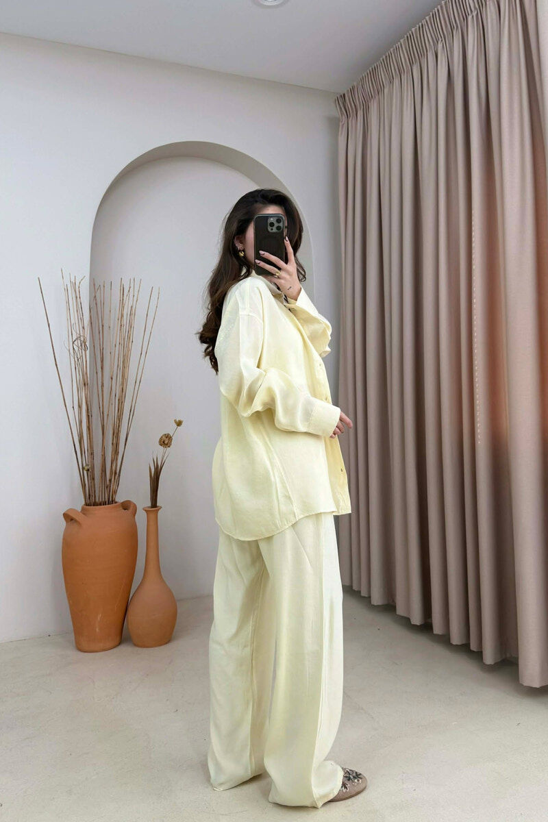 SET NJE NGJYRESH KEMISHE + PANTALLONA PER FEMRA NE NGJYRE LIMON - 4